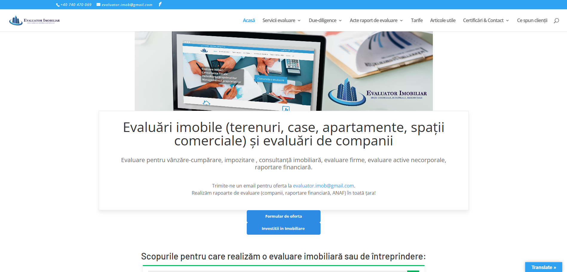 Real Estate Valuation Website – Evaluator Imobiliar