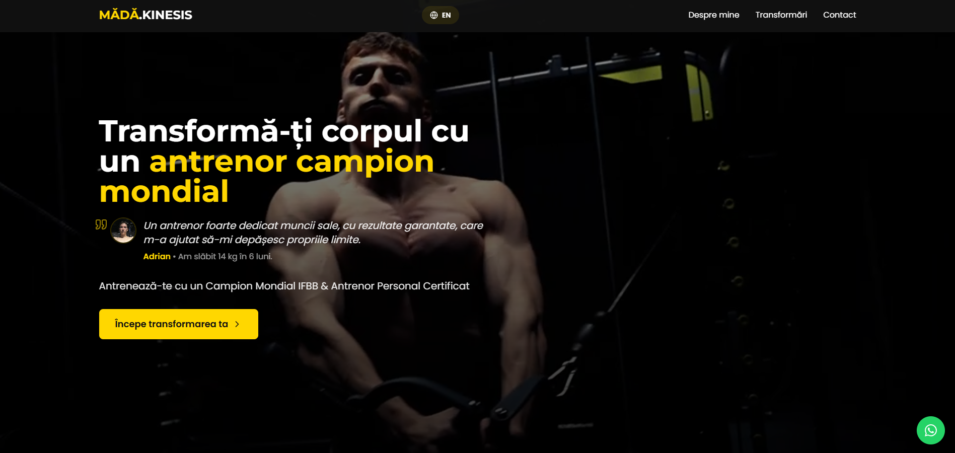 Fitness Coaching Landing Page – Mădă Kinesis