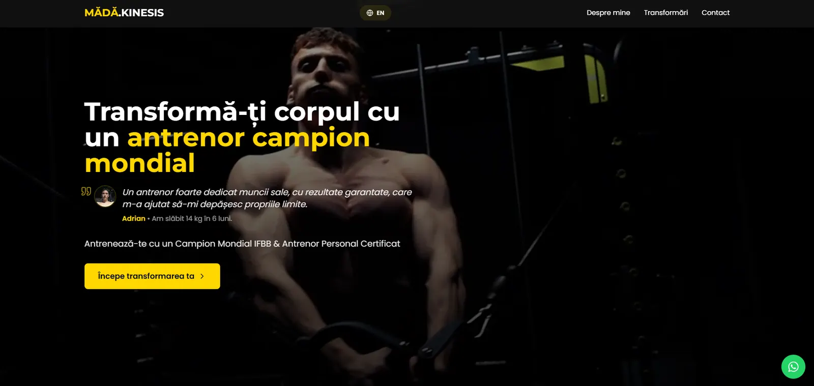Landing Page Coaching Fitness - Mădă Kinesis